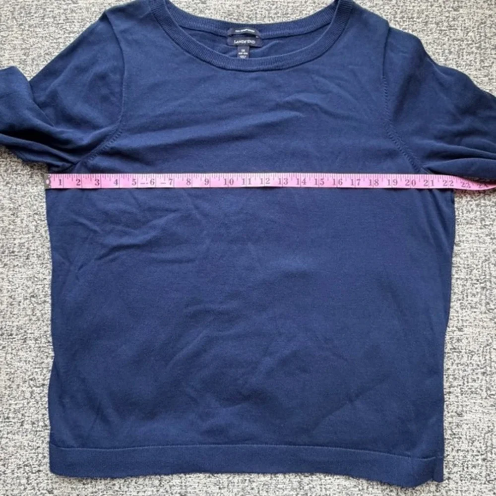 Lands' End Supima‎ Cotton Sweater Women 1X Blue Crewneck Lightweight Pullover